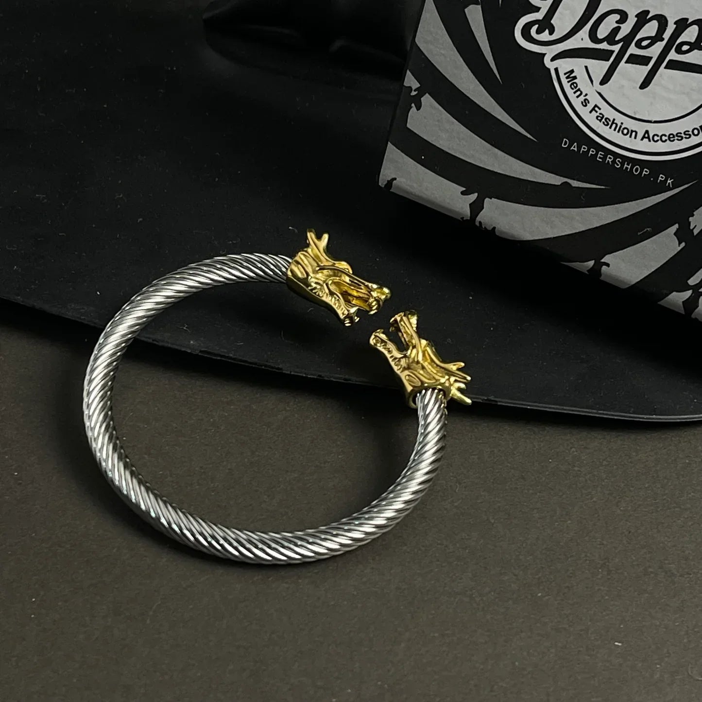Alpha Dragon Silver Steel Bracelet