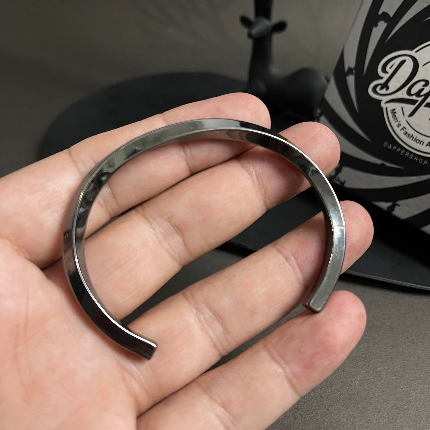 Stainless Steel Black Bangle Kara Bracelets for Men